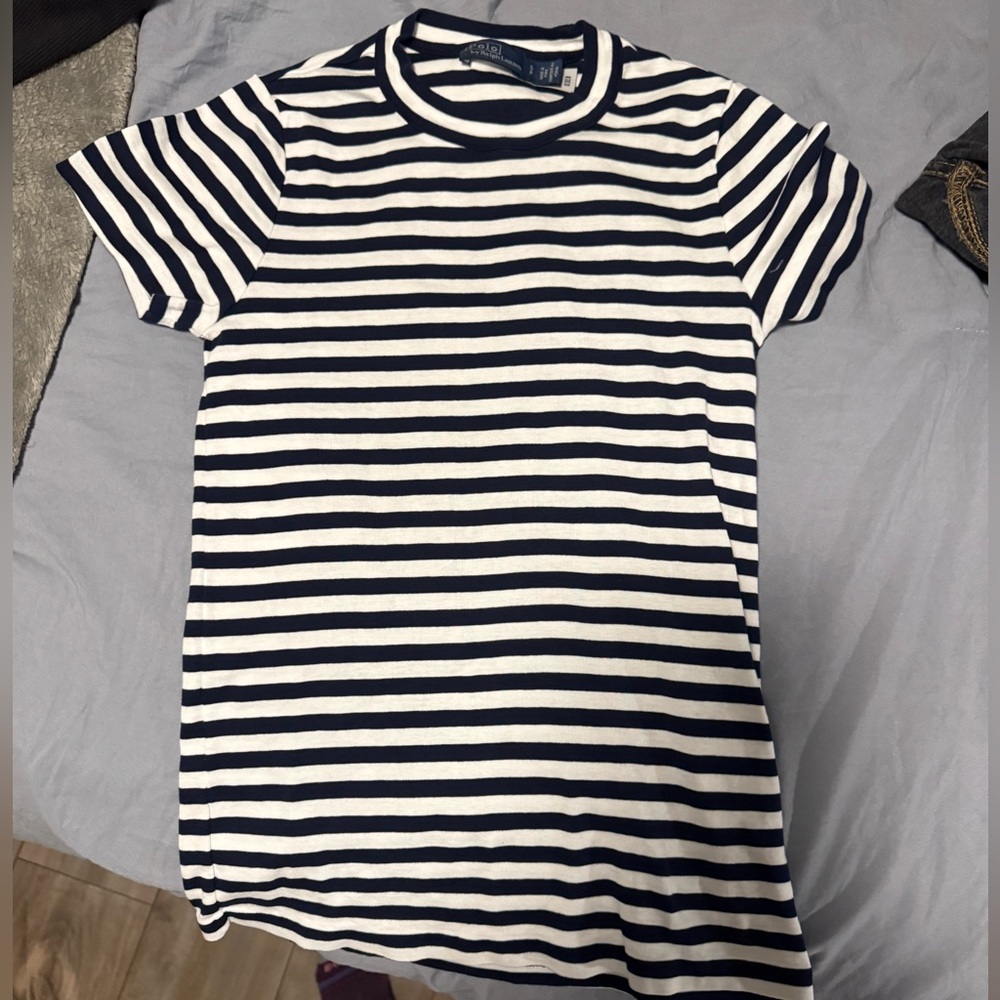 Polo by Ralph Lauren Navy and White Slim Fit Cotton Tee